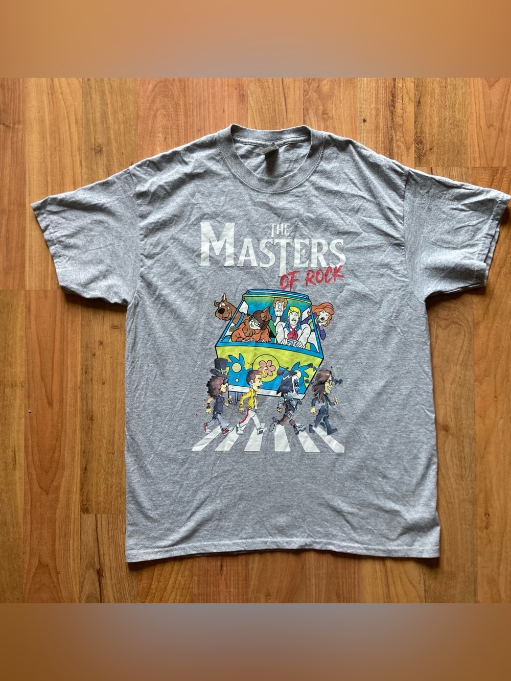 The Masters Of Rock Gray Mens Large Tshirt Scooby Doo Slash Queen Kiss Ozzy